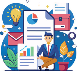 Fototapete - infographic design template marketing charts generated by ai