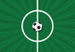 Soccer ball on football field texture. Start tournament battle. Vector template background