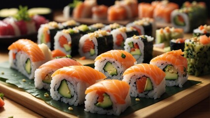 Wall Mural - Sushi and rolls