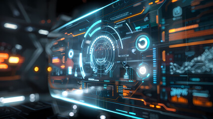 Holographic Interface Showing Futuristic User