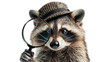 © The Stock Guy - Funny curious detective raccoon with a magnifying glass, isolated on transparent background
