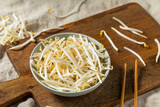 Fototapeta Kuchnia - Organic Raw White Mung Bean Sprouts