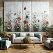Wildflower Whispers panel living room with floral wall