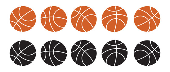 Poster - basketball set icon, orange brown and Black basketball symbols. Vector illustration.