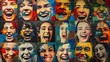 A mosaic of diverse facial expressions, capturing the universal language of laughter and tears that transcends barriers of language and culture.