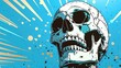 Pop Art Skeleton Utilize contrasting colors, comic book-inspired exaggerations, and halftone patterns