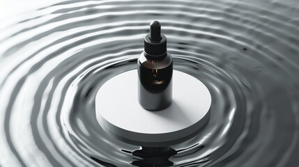 Wall Mural - A serum bottle with dropper, surrounded by water ripples. Generated by artificial intelligence.