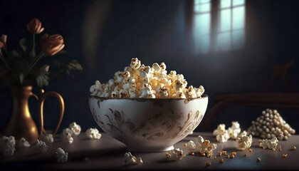 Wall Mural - popcorn in a bowl