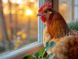 Raising chickens and chickens with eggs in a natural environment, AI generated