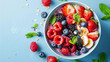 A vibrant salad or smoothie bowl bursting with fresh fruits and vegetables illustrates the importance of nutritious eating for good health, inspiring viewers to make healthy dietary choices.