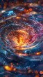 Craft a mesmerizing dimensional rift scene using CG 3D rendering Show a swirling vortex of colors and lights, pulling in elements from different dimensions