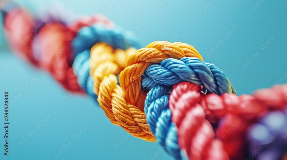 Team rope diverse strength connect partnership together teamwork unity ...