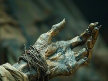 A Closeup Of A Mummified Hand.