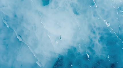 Canvas Print - Blue ice with cracks close-up
