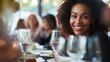 Businesswoman attending a networking luncheon to connect with industry leaders. Happiness, improvement, team, knowledge, desire to live