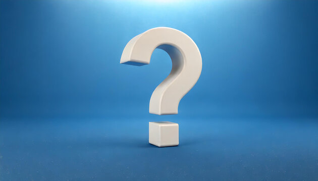 White question mark on blue background. 3D rendering. FAQ and QA. Problem solution.