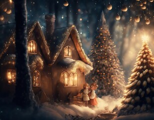 Wall Mural - christmas tree in the night