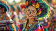 Cinco de Mayo parade with vibrant floats and costumes, celebrating Mexican heritage