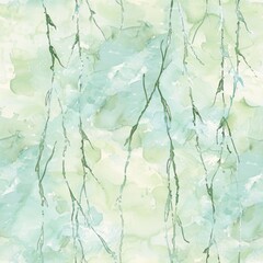 Canvas Print - Serene Watercolor Willow Branches on Light Green Background