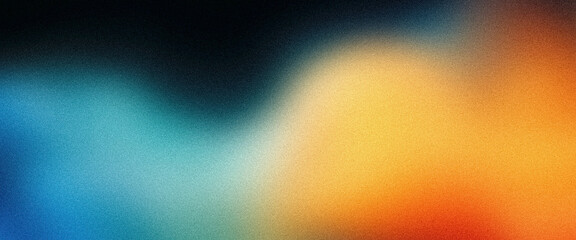 Noise texture grainy banner teal orange black blue glowing abstract color wave copy space