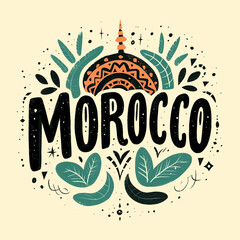 Sticker - A colorful logo of a tree in the background. The word Morocco is written in the center