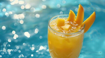 Poster - A glass of orange juice sitting on top of a table. Suitable for food and drink concepts