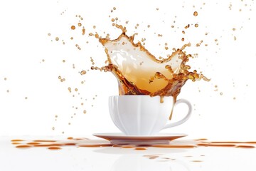 Poster - Close-up of a coffee cup with a splash of liquid, perfect for food and beverage concepts
