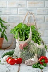 Poster - Fresh vegetables in a bag, perfect for food and nutrition concepts
