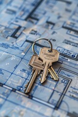 Aufkleber - Keys resting on blueprint, perfect for construction projects