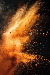 Poster - A dynamic image of an orange dust cloud in motion. Suitable for environmental or weather-related designs