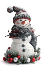 Poster - A snowman wearing a hat and scarf, perfect for winter designs