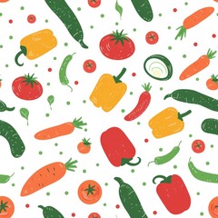Aufkleber - Assorted vegetables on a white surface, perfect for food blogs or healthy eating articles