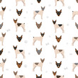Brazilian terrier seamless pattern. Different coat colors and poses set