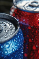 Poster - Close up view of two soda cans. Perfect for beverage industry promotions