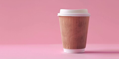Poster - A simple cup of coffee on a pink background, suitable for various concepts
