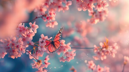 Aufkleber - A butterfly perched on a tree branch. Suitable for nature and wildlife concepts