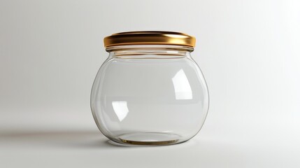 Poster - A clear glass jar with a shiny gold lid, perfect for packaging products