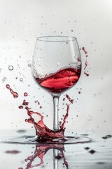 Poster - A glass of red wine with a splash of water. Suitable for wine tasting events