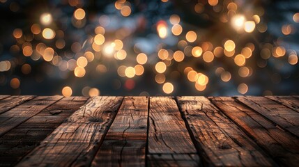 Poster - A wooden table adorned with a variety of decorative lights. Perfect for holiday or party-themed projects