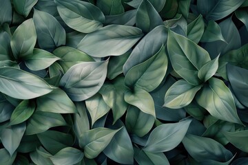 Poster - A close up of a bunch of green leaves. Suitable for nature and environmental themes