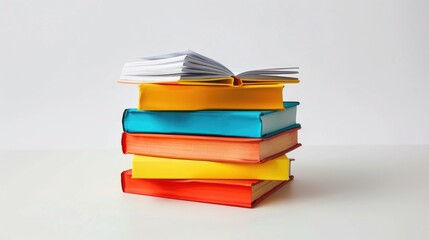 Poster - A stack of books sitting on top of each other. Suitable for educational and literary themes
