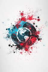 Poster - Globe with colorful paint splatters, perfect for educational projects