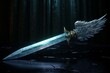 Gleaming Death angel sword. Dark person battle. Generate Ai