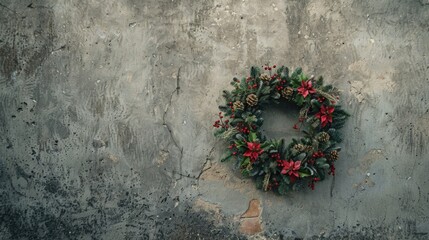 Aufkleber - Beautiful wreath with traditional Christmas decorations. Perfect for holiday season designs