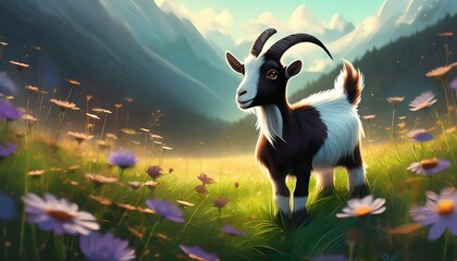 Wall Mural - goat on the meadow