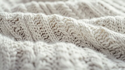 Poster - A detailed view of a white knitted blanket. Perfect for cozy home decor