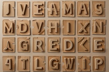 Poster - Detailed view of a wooden alphabet set, great for educational materials