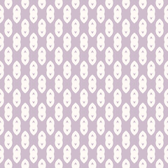 Wall Mural - Simple minimal background. Vector seamless pattern with small curved shapes, arrows, mesh, grid, lattice. Minimalist texture. Lilac and white color. Abstract repeat design for decor, print, wallpaper