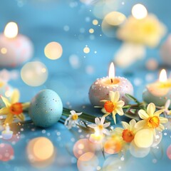 Poster - A group of candles arranged on a table. Ideal for home decor concepts