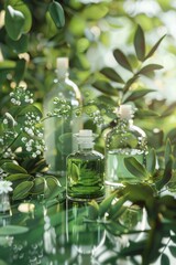 Poster - A bottle of liquid sitting on a table. Suitable for various concepts